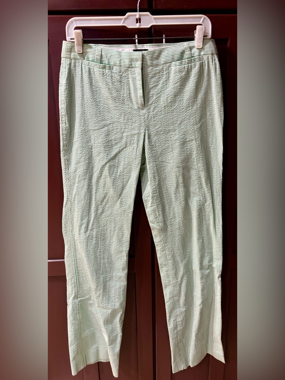 J. Crew Mint Green Seersucker Flared Pants